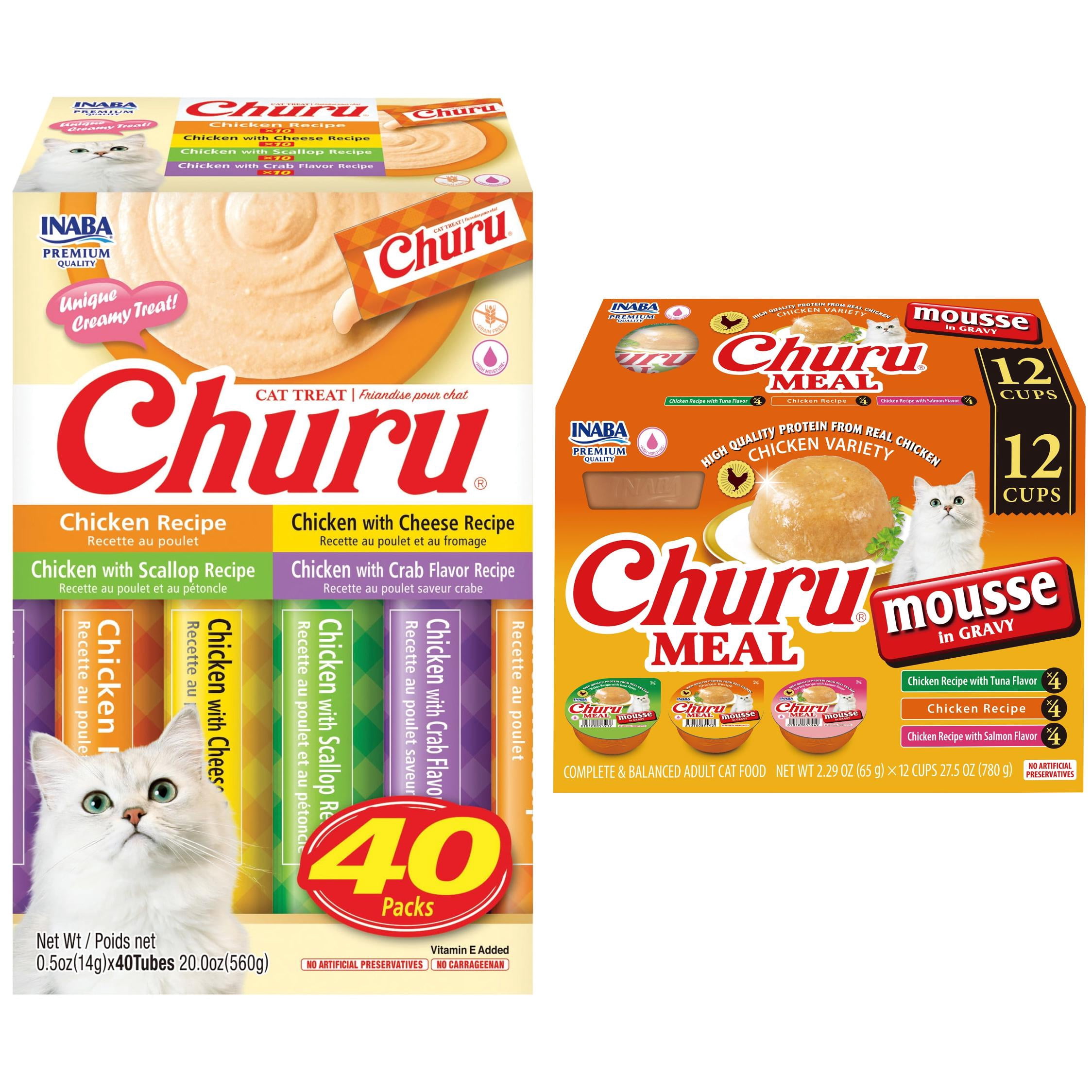INABA Churu Lickable Cat Treats, Grain‑Free Creamy Purée, Chicken