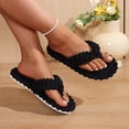 thumbnail image 5 of SAWOBUUN Womens Fuzzy Flip Flop House Slippers Plush Fluffy Thong Slippers Indoor Bedroom Cozy Warm, 5 of 9