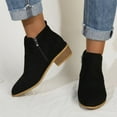 thumbnail image 7 of LOVZFMLL Boots for Women Ankle Chelsea Boots Side Zipper Round Toe Slip Resistant Low Block Heel Casual Fall Winter Boots, 7 of 7