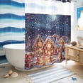 thumbnail image 5 of No Hook Shower Curtain with Built-in Rings - Gingerbread Man Christmas Washable Waterproof Fabric Bathroom Curtains for Hotel,Rentals, 72X 96 Inch Extra Long , Winter Snowy Scene White, 5 of 9