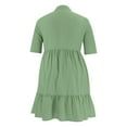 thumbnail image 5 of SMihono Women's Plus Size Button Down Short Shirt Dress Collared V Neck Short Sleeve A-Line Casual Flare Lapel Mini Dress Army Green XL, 5 of 5
