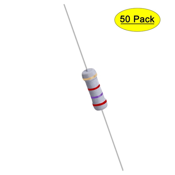 Uxcell 50Pcs 1W 1 Watt Resistor de Película de Óxido Metálico Axile 2.7K Ohm ±5% Tolerancia