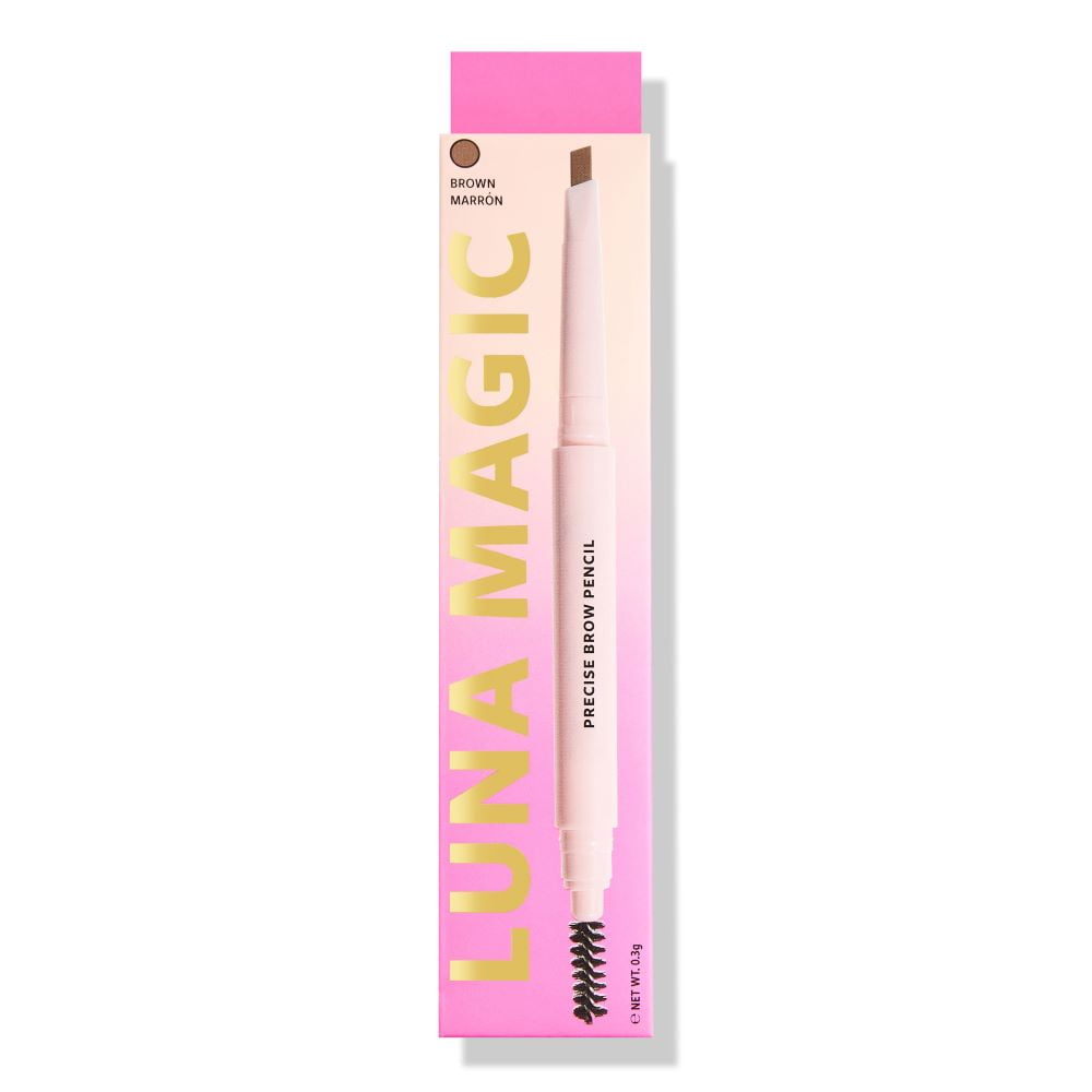 (2 pack) LUNA MAGIC Precision and Long-Lasting Eyebrow Pencil with Spoolie Brush, Brown
