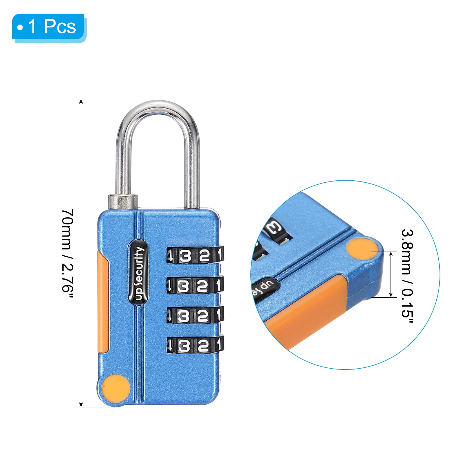 Unique Bargains Digit Combination Lock with Security Cable Blue 1m