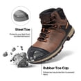 thumbnail image 2 of BURUDANI Men's Non-Slip Steel Toe Leather Work Boots Water Resistant Safety Industrial Construction Shoes DARK BROWN Size 10.5, 2 of 9