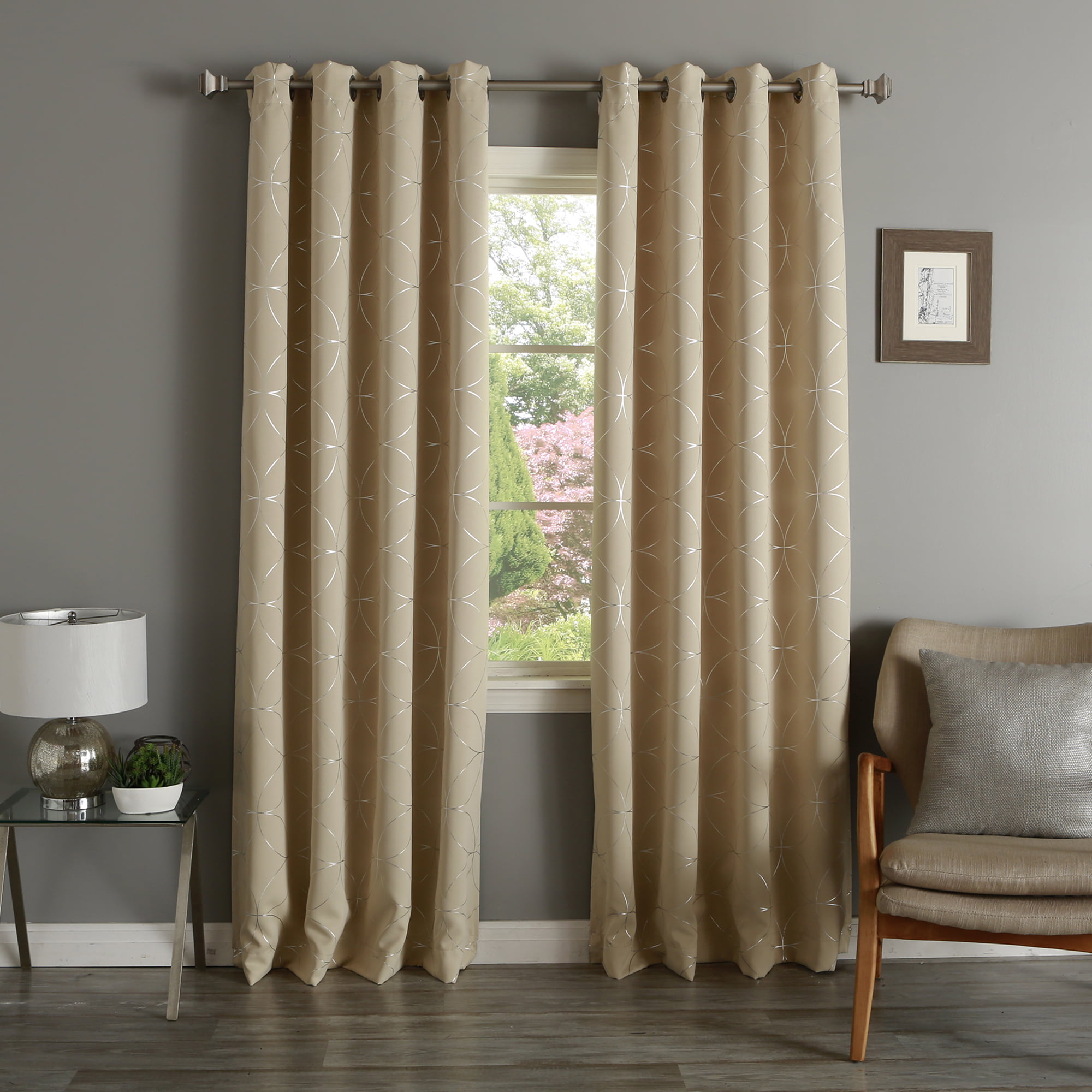 Quality Home Circle Foil Blackout Curtains - Beige - 52"W x 108"L (Set