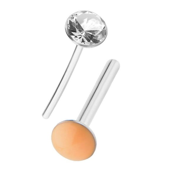 Luxe Modz 16ga Threadless Push-In Labret Monroe with Clear CZ Gem Surgical Steel Piercing Jewelry for Men Women