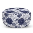 thumbnail image 1 of Dahlia Flower Pouf Cover with Zipper, Dotted Digital Paint of Dahlia Botanical Curved Rolled Wild Ray Blunts Design, Soft Decorative Fabric Unstuffed Case, 30" W X 17.3" L, Blue White, by Ambesonne, 1 of 5