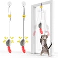 thumbnail image 1 of Ratones de juguete interactivos para gatos (2 piezas) - Ratones grises con sonido y plumas - Juguete para gatos con elástico, 1 of 6