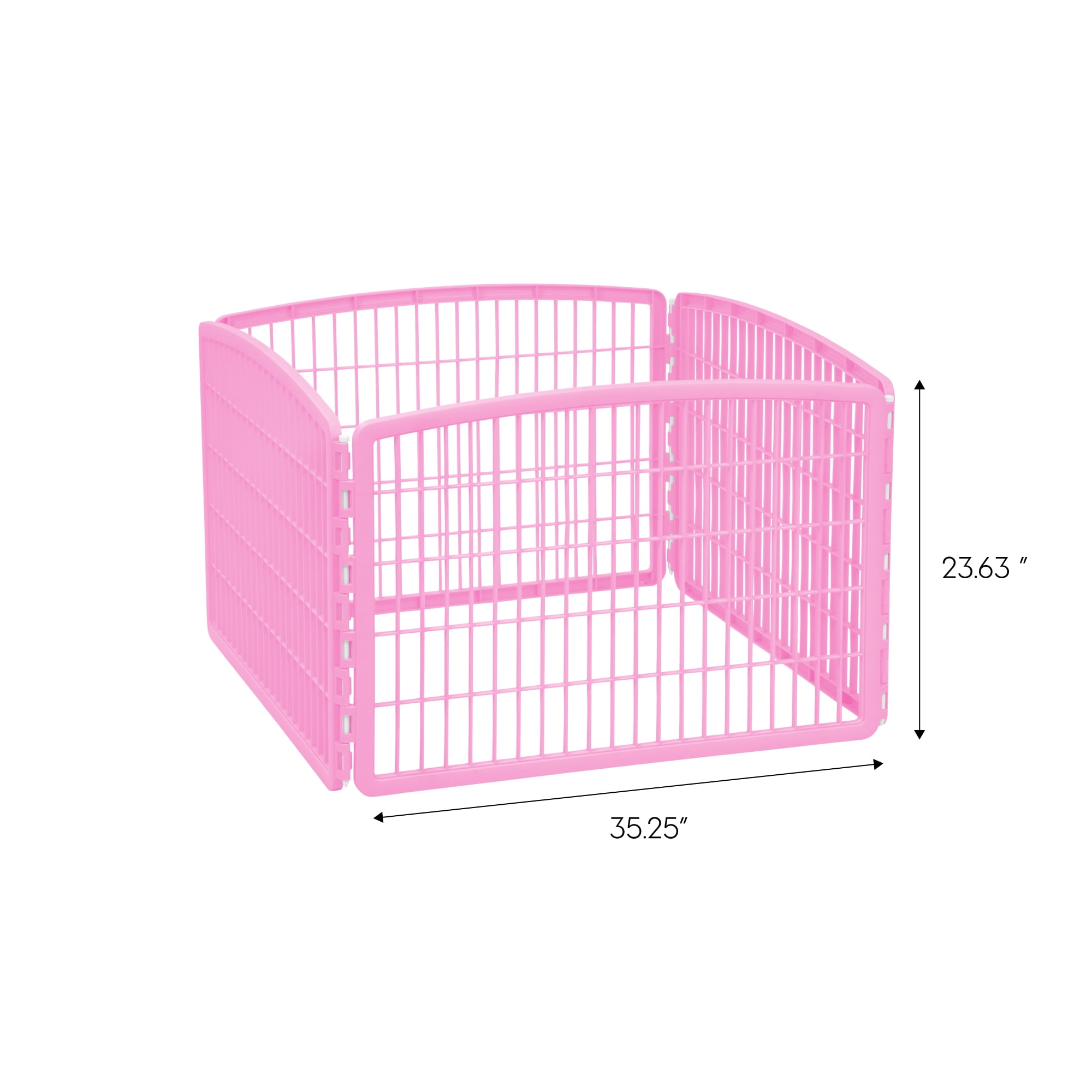 IRIS 24" Exercise 4-Panel Pet Playpen, Puppy Pet Small Medium Dog Pen Keep Pets Secure Easy Assemble Rust-Free Heavy-Duty Molded Plastic Customizable, Pink