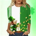 thumbnail image 6 of Happy St. Patrick Day Shirt for Women Casual Crew Neck 3/4 Length Sleeve T-Shirt Shamrock Graphic Pullover Tops, 6 of 6