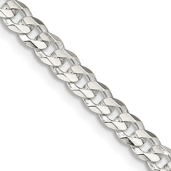 Auriga 925 Sterling Silver 4.5 mm Concave Beveled Curb Chain Necklace for Women 16"