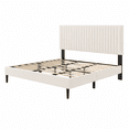 thumbnail image 6 of Bellemave King Size Bed Frame, Velvet Upholstered Platform Bed with Height-Adjustable Headboard, No Box Spring Required, Beige, 6 of 8