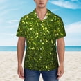 thumbnail image 2 of Balery Green Glitter Sparkle Camisas hawaianas de manga corta para hombre, camisas playeras de corte holgado, camisas de vacaciones con botones,3X-Large, 2 of 7