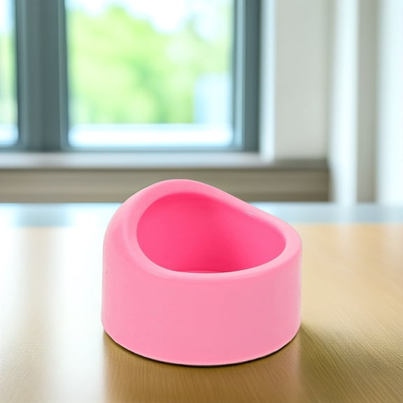OATIPHO Pet Food Bowl for Hamster Round Pink Plastic with Sloped Edge 1Set