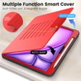thumbnail image 4 of Dteck Luxury Business Case for iPad Air 11 inch 2025/2024 (M3/M2),Mangetic Leathe Card Slots Smart Case Built-in Pencil Holder Shockproof TPU 7 Viewing Angles Stand Folio Cover,Red, 4 of 10