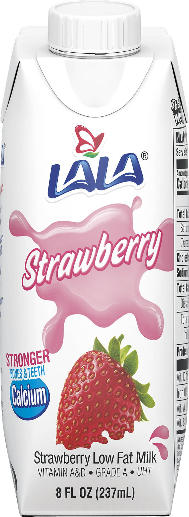 LALA 1% Low-fat Milk UHT 8oz carton, Strawberry (6 Pack)