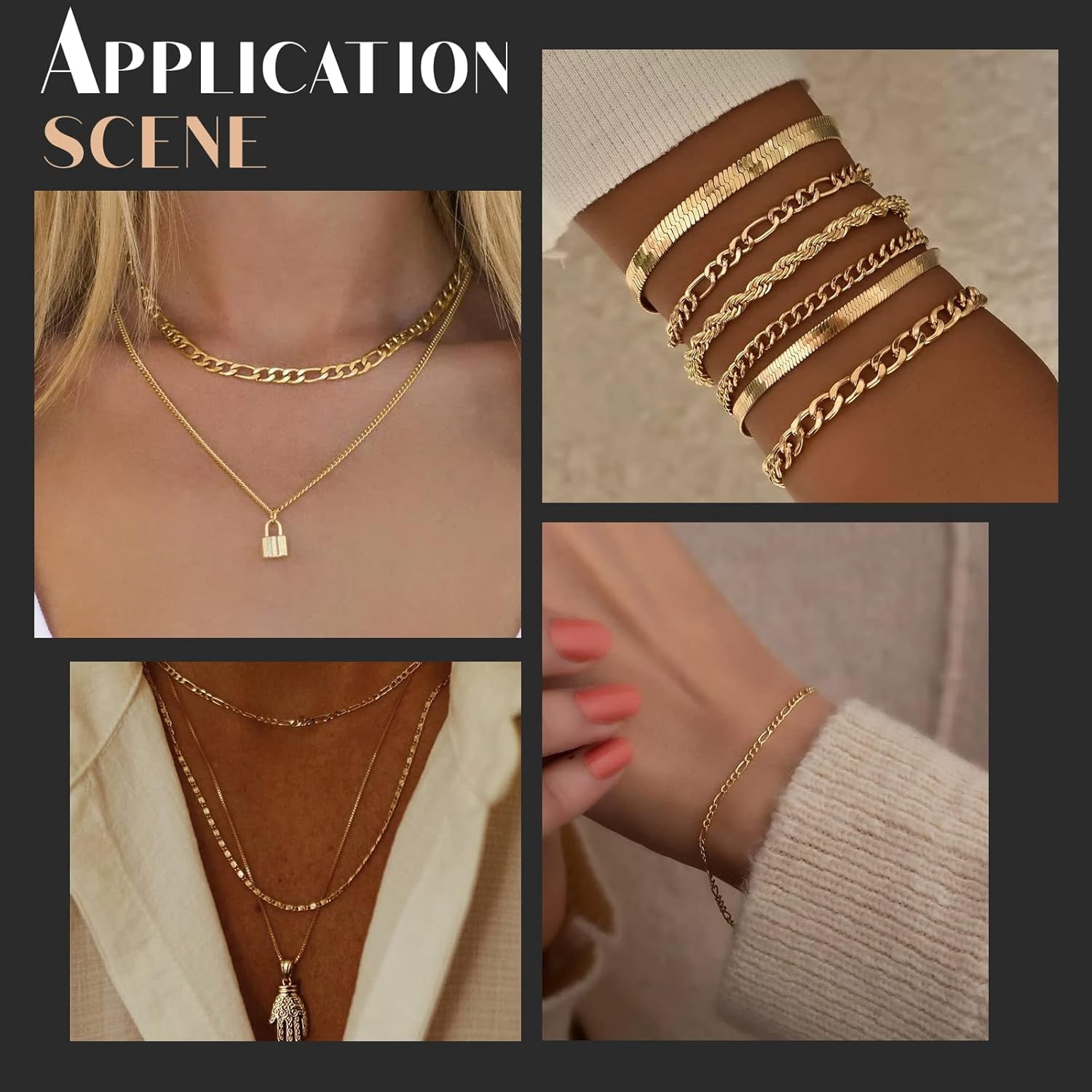 DIY 10M 32.8 Feet 3MM Gold Chain Roll Figaro Chains Stainless Steel Cable Chain Necklace Chains with Jump Rings Lobster Clasps for Women Adults Jewelry Making Kits Necklaces Bracelets Craft 1bag