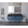 thumbnail image 2 of Amazon 60" Blue Wood Floating Vanity with Black Top and Black Trim, 2 of 11