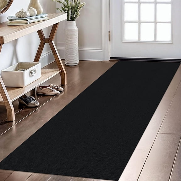 RLESO Washable Runner Rug 2X6 Ft Runners for Hallways Non Slip Kitchen Runner Rugs Braided Cotton Entryway Runner Indoor, Carpet Runners for Hallway Kitchen Entryway Bedroom, Black
