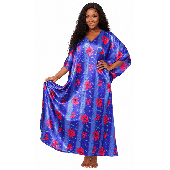 Up2date Fashion's Women's Caftan / Kaftan, Deep Sea Lilies Print, Style Caf-46C2