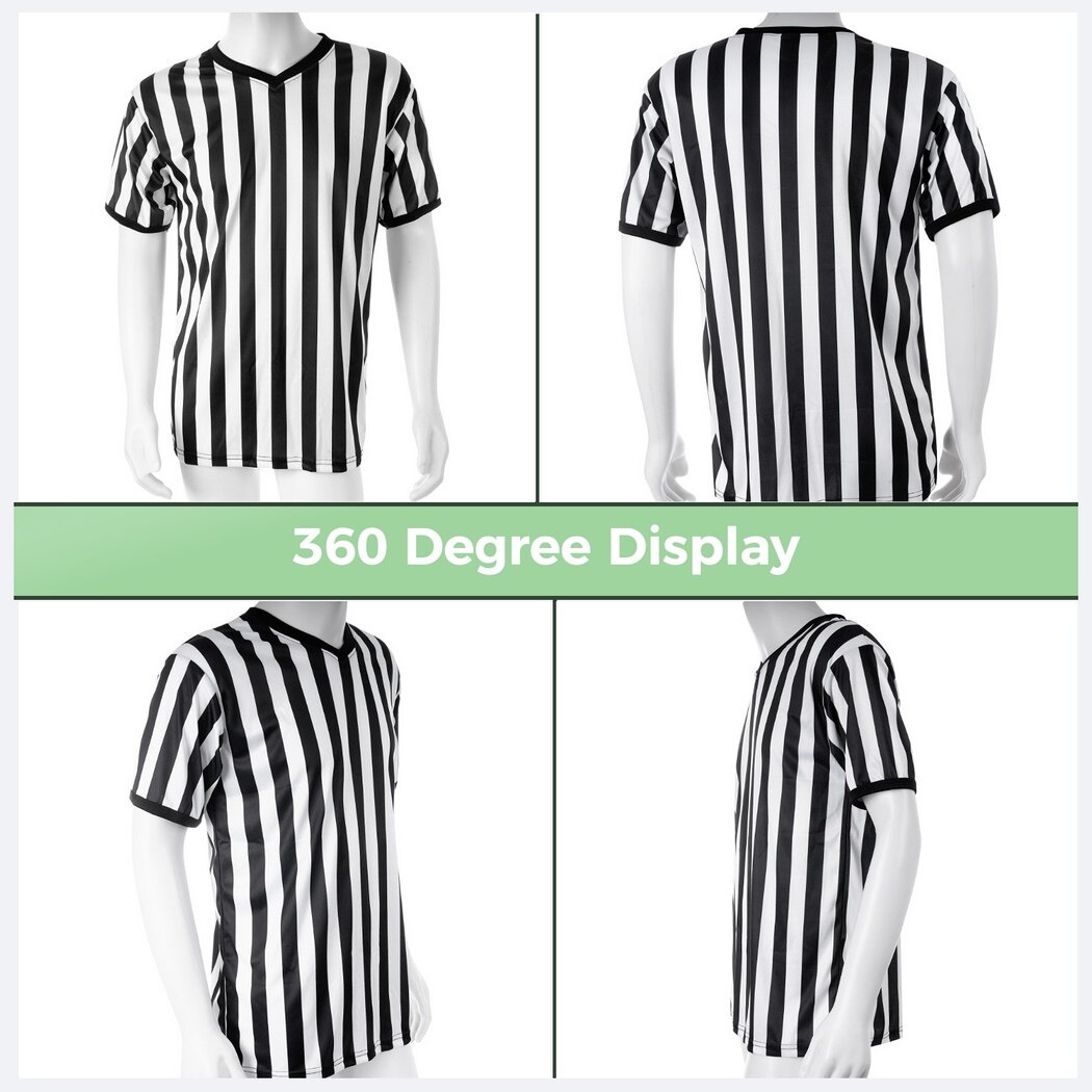 Kids Referee Shirt Costume, Kids Black and White Stripe Ref Costume, Sports Costume Apparel Halloween Costume kit for Basketball Football Volleyball - image 2 of 6