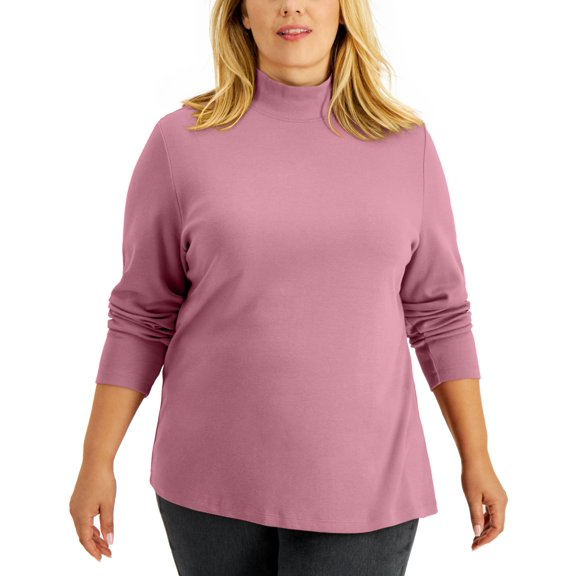 Karen Scott Plus Size Mock Neck Top Sea Pink 3X