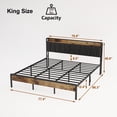 thumbnail image 3 of ULEW | Cama King con Marco Metálico, Luz LED Integrada y Tapizado en PU | Estructura de MDF con Espuma | Diseño Moderno y Cómodo | Tamaño 2192x1935x1030mm, 3 of 7