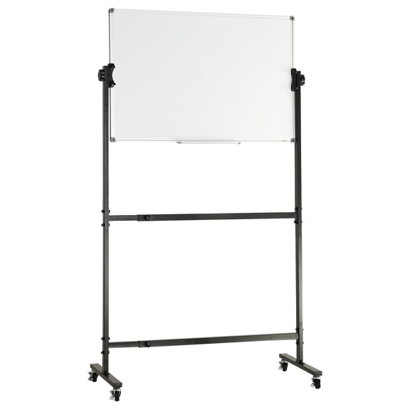 Double Sided Rolling Magnetic Whiteboard 36x24 Inches Adjustable Height Mobile Dry Erase Board with Wheels Magnetic Eraser 3 Markers Movable Tray for Office School