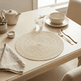 thumbnail image 2 of Sm:)e 15 Inch Round Braided Woven Placemats Set of 4, Cotton Polyester Washable Heat Resistant Placemats, Decor for Kitchen Dining Table and Party(Ivory), 2 of 7