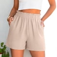 thumbnail image 2 of HKYNLAG Shorts for Women Dressy Casual Elastic High Waisted Ruffle Comfy Lightweight Summer Shorts for Beach Vacation Khaki M, 2 of 6