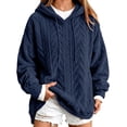 thumbnail image 2 of Zysthvn Fleece Women Hoodies Pullover Drawstring Winter Casual Ladies Sweatshirts Long Sleeve Lightweight with Pockets Solid Loose Fit Tops, 2 of 10
