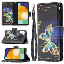 TECH CIRCLE Galaxy A14 5G Wallet Case,Premium PU Leather Zipper Card Slot Wrist Strap Magnetic Closure Kickstand Carrying Pouch Protective Case for Samsung Galaxy A14 5G 6.6 inch 2023,Big Butterfly
