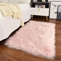 Rosnek Fluffy Rug Soft Shaggy Faux Fur Area Rug Luxury Plush Rectangle Carpet for Bedroom Living Room, 15.7"x 23.6", Pink