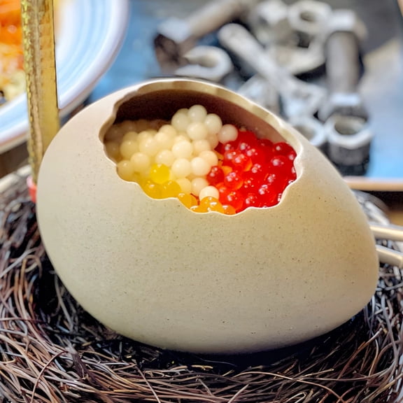 Ostrichs Eggs Shape Ceramic Bowls Tableware, Creative Bird's Nest Eggshell Shaped Cutlery, Dessert Bowls, Cold Drinks, BBQ Restaurant Instant Noodle Bowls And Dishes-large size