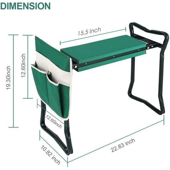 Garden Kneeler and Seat Stool Heavy Duty Garden Folding Bench with Large Tool Pocket and Soft EVA Kneeling Pad for Gardening Lovers
