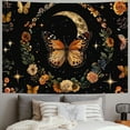 thumbnail image 2 of PRATYUS  Orange Butterfly Flower Tapestry Vintage Boho Yellow Floral Plant Tapestries for Bedroom Aesthetic Moon Phase Nature Mandala Tapestry Wall Hanging for Living Room Dorm Painting, 2 of 6