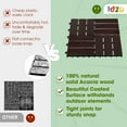 thumbnail image 6 of Interlocking Deck Tiles - 10 Pieces Waterproof Acacia Wood Patio Tiles, Flooring Tiles for Both Indoor and Outdoor - Decking 12 Slats, Dark Brown, 12 x 12 x 0.9 inches, 6 of 7