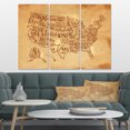 thumbnail image 1 of Design Art - Vintage United States Chalk Yellow Map, 1 of 3