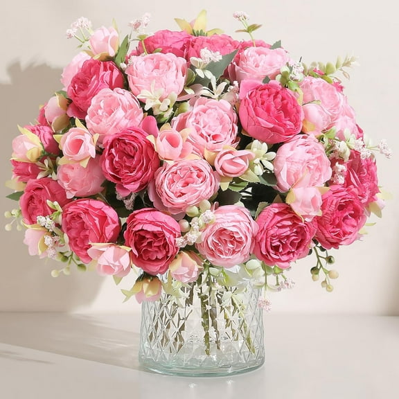 Natonhi 8 packs Peonies Artificial Flowers Faux Peony Bouquet Fake Peonies Flower for Vase Silk Peony Floral Arrangements for Table Centerpiece Wedding Decoration Indoor Home Decor