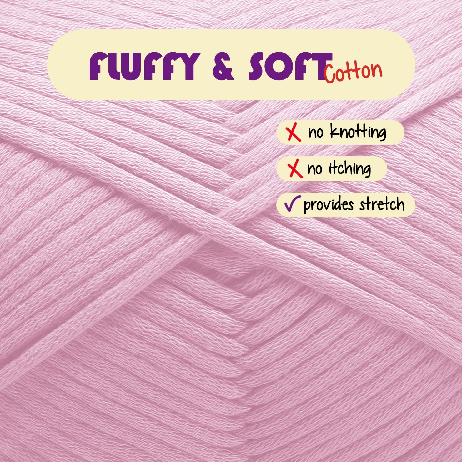 Lammaloe Cotton Yarn For Crocheting And Knitting, (250 Yards) Worsted Medium #4 Crochet Yarn For Beginners,Baby Pink