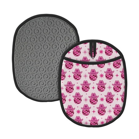 

Naloa Groovy Pink Disco Balls Silicone Pot Holders Oven Mitts Heat Resistant Hot Pads Non Slip Pot Holder for Kitchen Baking and Cooking 9.4 x 7.5 Inches