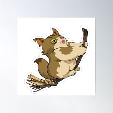 Cat Riding A Broom Fly Spray Poster Wall Art, Modern Wall Decor For Living Room Bedroom, 16x16 UNFRAMED