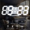 thumbnail image 2 of Led Digital Alarm, 3D Wall Clock Desk Auto Dimming 12/24 Hour Date Temperature Home Decor Remote Control Silent Snooze USB Nightlight Bedroom Living Room Kitchen Office 9.7inch Cool White, 2 of 7