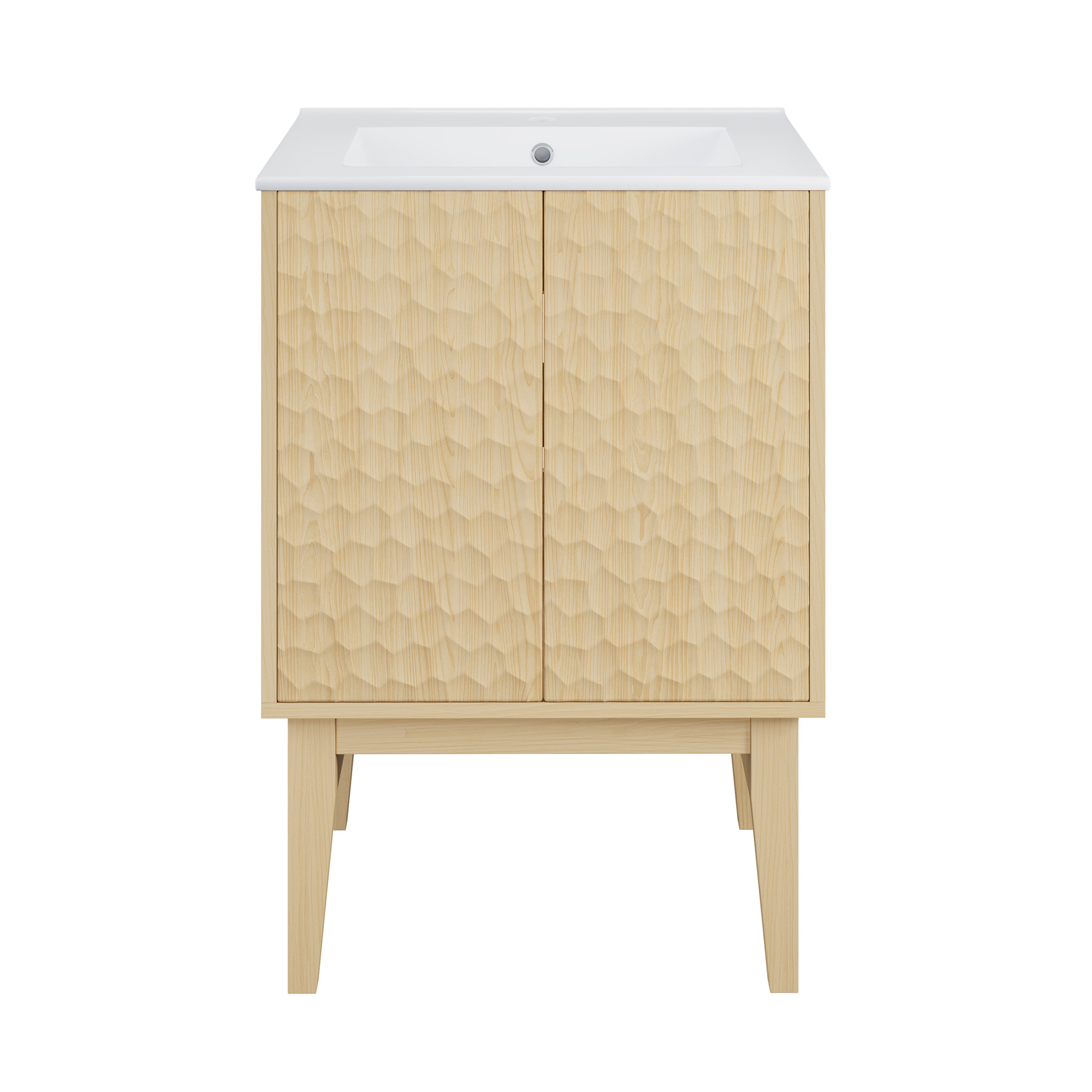 Bosse 24" Freestanding Bathroom Vanity in Natural Oak with Sink Top