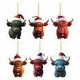 thumbnail image 2 of Holloyiver Christmas Cartoon Cow Hanging Ornament, Cute Acrylic Christmas Tree Decorations, 2D Flat Fun Swing Cow Animal Pendants for Car Interior, Wall, Window, Home Decor, 2 of 4