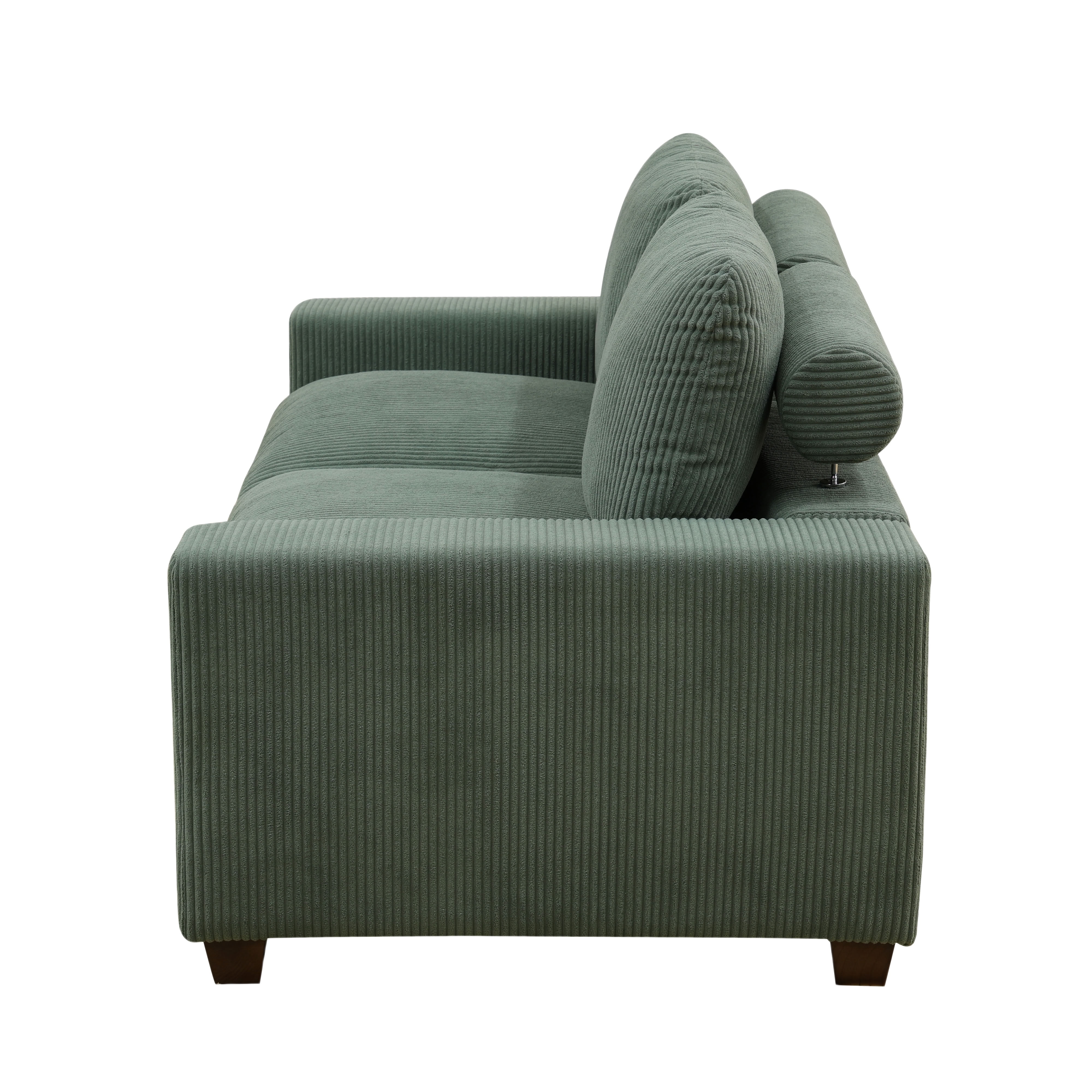 MAYEERTY Modular Loveseat Sofa, Flocking Fabric Couch with Anti-Insect Solid Wood Frame, Green Living Room Furniture