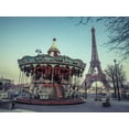 thumbnail image 2 of Frank, Assaf 32x25 Gold Ornate Wood Framed with Double Matting Museum Art Print Titled - Carousel with the Eiffel tower in the background, 2 of 4