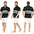 thumbnail image 4 of HAPPY BAY Men's Hawaiian Short Sleeve Button Up Beach Caribbean Shirt Fashion Halloween Costumes Cruise Shirts for Men L Skull Crossbones Black, 4 of 5