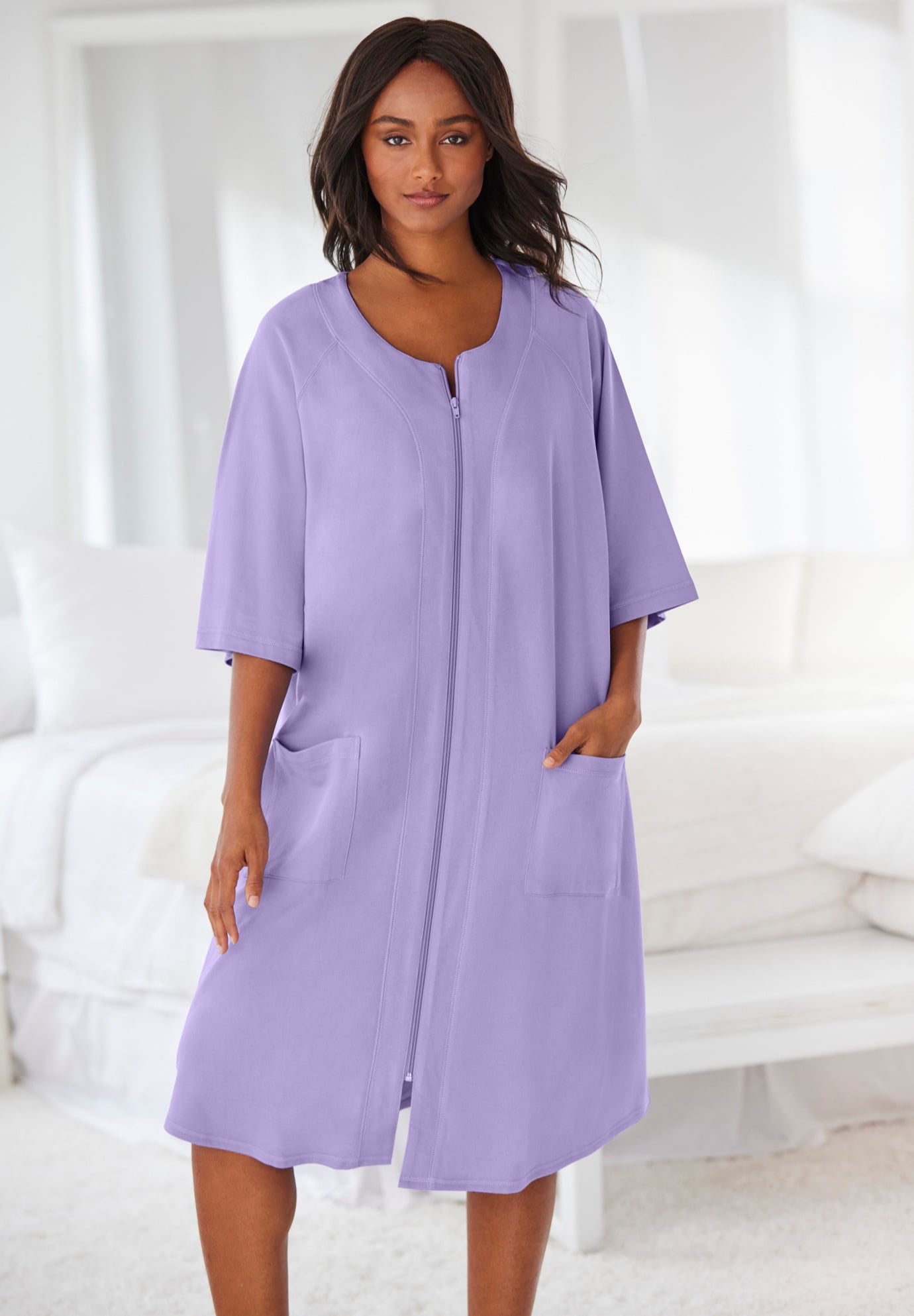 Womens Zip Front Robe Dreams Plus Size French Terry Zip Robe